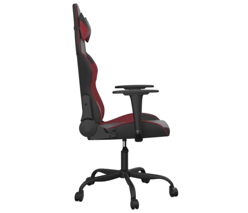 Silla gaming de masaje cuero sintético negro y rojo vino tinto