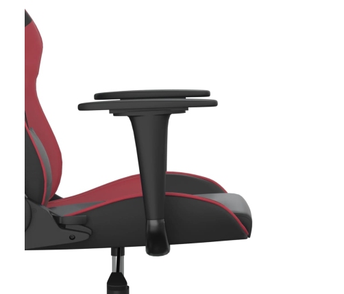 Silla gaming de masaje cuero sintético negro y rojo vino tinto