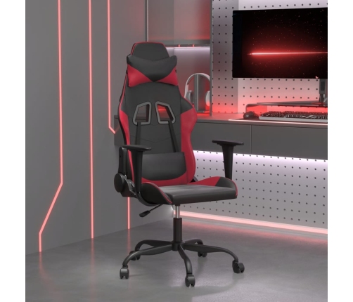 Silla gaming de masaje cuero sintético negro y rojo vino tinto