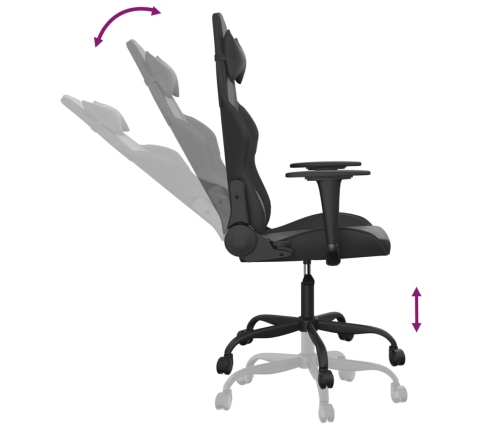 Silla gaming con masaje cuero sintético negro