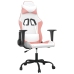 Silla gaming de masaje cuero sintético blanco y rosa