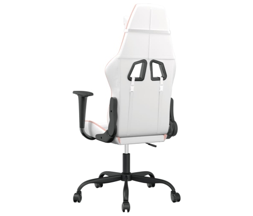 Silla gaming de masaje cuero sintético blanco y rosa