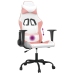 Silla gaming de masaje cuero sintético blanco y rosa