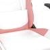 Silla gaming de masaje cuero sintético blanco y rosa