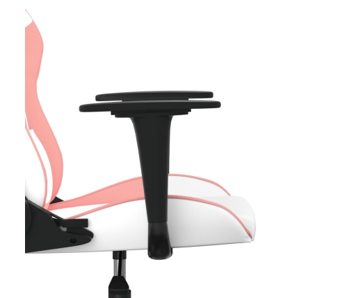 Silla gaming de masaje cuero sintético blanco y rosa