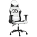 Silla gaming de masaje cuero sintético blanco y negro