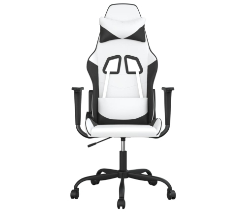 Silla gaming de masaje cuero sintético blanco y negro