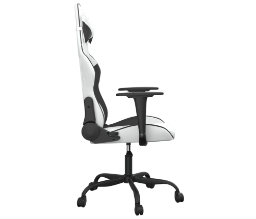 Silla gaming de masaje cuero sintético blanco y negro