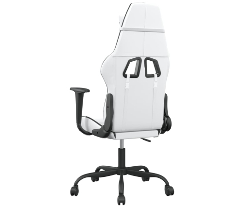 Silla gaming de masaje cuero sintético blanco y negro