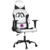 Silla gaming de masaje cuero sintético blanco y negro