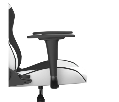 Silla gaming de masaje cuero sintético blanco y negro