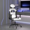 Silla gaming de masaje cuero sintético blanco y negro