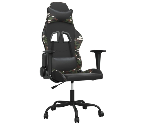 Silla gaming de masaje cuero sintético negro y camuflaje