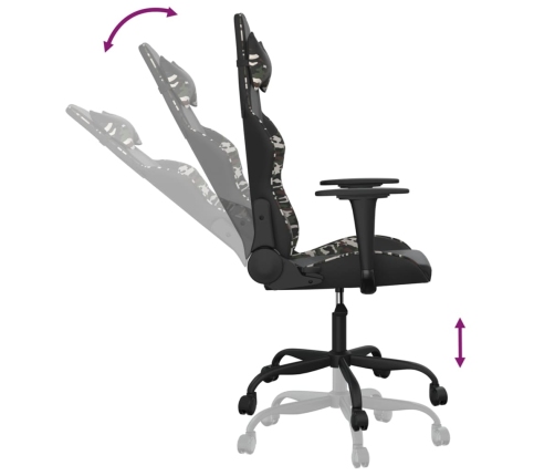 Silla gaming de masaje cuero sintético negro y camuflaje