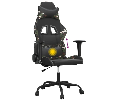 Silla gaming de masaje cuero sintético negro y camuflaje