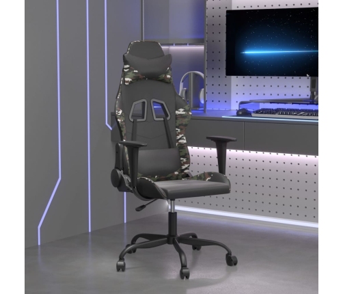 Silla gaming de masaje cuero sintético negro y camuflaje