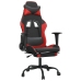 Silla gaming de masaje y reposapiés cuero sintético negro rojo