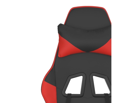 Silla gaming de masaje y reposapiés cuero sintético negro rojo