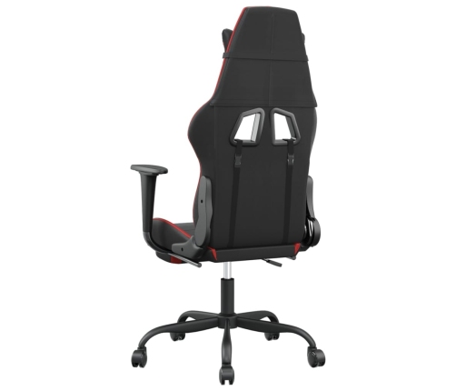 Silla gaming de masaje y reposapiés cuero sintético negro rojo