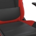 Silla gaming de masaje y reposapiés cuero sintético negro rojo