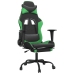 Silla gaming de masaje y reposapiés cuero sintético negro verde