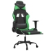 Silla gaming de masaje y reposapiés cuero sintético negro verde