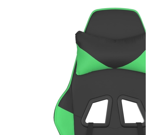 Silla gaming de masaje y reposapiés cuero sintético negro verde