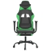 Silla gaming de masaje y reposapiés cuero sintético negro verde