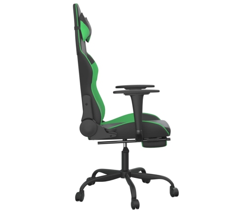 Silla gaming de masaje y reposapiés cuero sintético negro verde