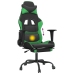 Silla gaming de masaje y reposapiés cuero sintético negro verde