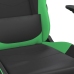 Silla gaming de masaje y reposapiés cuero sintético negro verde