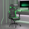 Silla gaming de masaje y reposapiés cuero sintético negro verde