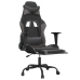 Silla gaming de masaje y reposapiés cuero sintético negro gris