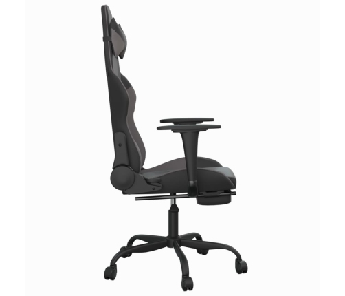 Silla gaming de masaje y reposapiés cuero sintético negro gris