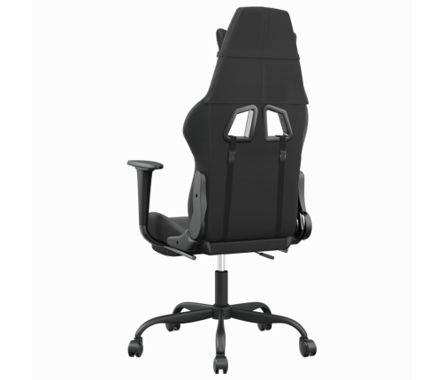 Silla gaming de masaje y reposapiés cuero sintético negro gris