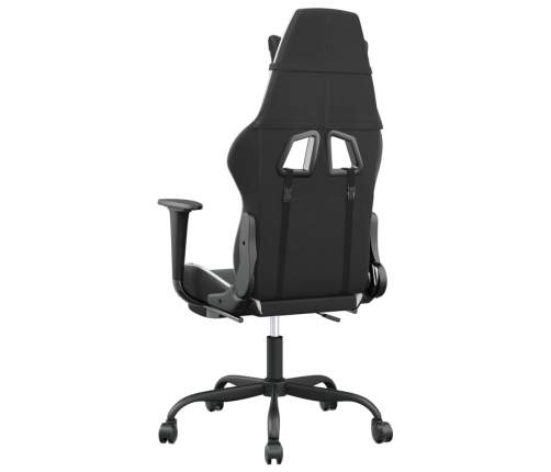 Silla gaming masaje y reposapiés cuero sintético negro blanco