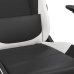 Silla gaming masaje y reposapiés cuero sintético negro blanco