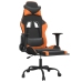 Silla gaming masaje y reposapiés cuero sintético negro naranja