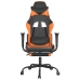 Silla gaming masaje y reposapiés cuero sintético negro naranja