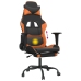 Silla gaming masaje y reposapiés cuero sintético negro naranja