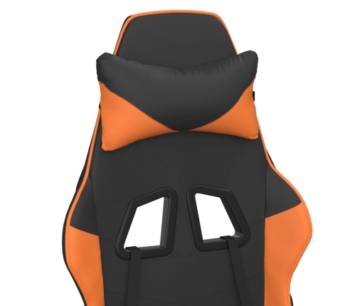 Silla gaming masaje y reposapiés cuero sintético negro naranja