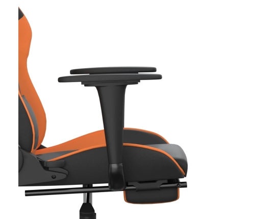 Silla gaming masaje y reposapiés cuero sintético negro naranja