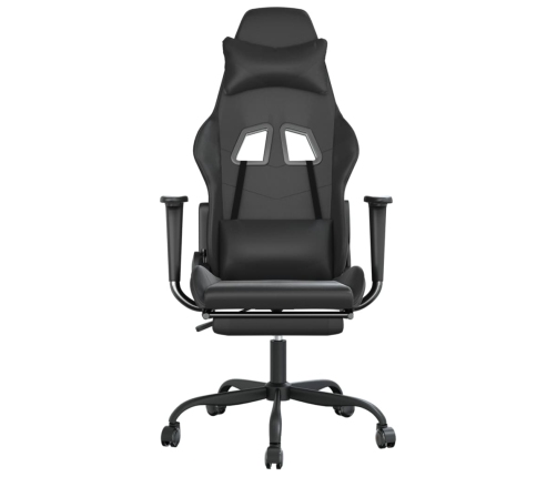 Silla gaming de masaje y reposapiés cuero sintético negro