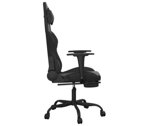 Silla gaming de masaje y reposapiés cuero sintético negro