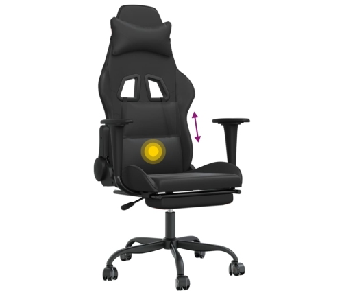 Silla gaming de masaje y reposapiés cuero sintético negro