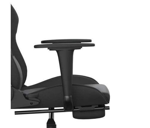 Silla gaming de masaje y reposapiés cuero sintético negro