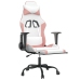 Silla gaming masaje y reposapiés cuero sintético blanco y rosa