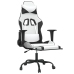 Silla gaming masaje y reposapiés cuero sintético negro blanco