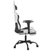 Silla gaming masaje y reposapiés cuero sintético negro blanco