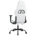 Silla gaming masaje y reposapiés cuero sintético negro blanco